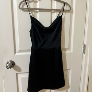 aritzia sunday best satin black mini dress